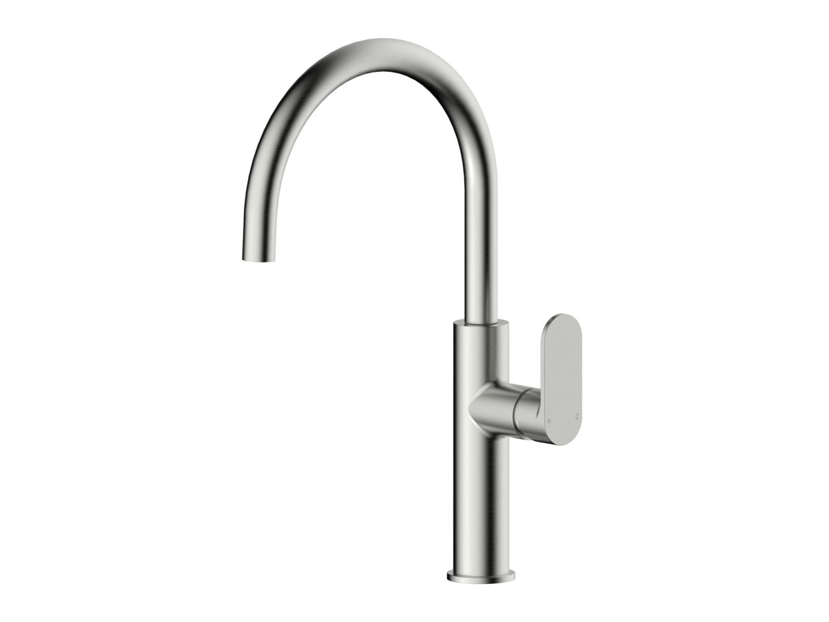 reece Mizu Soothe MK2 Gooseneck Sink Mixer Curved Brushed Nickel (5 Star) Lead Free