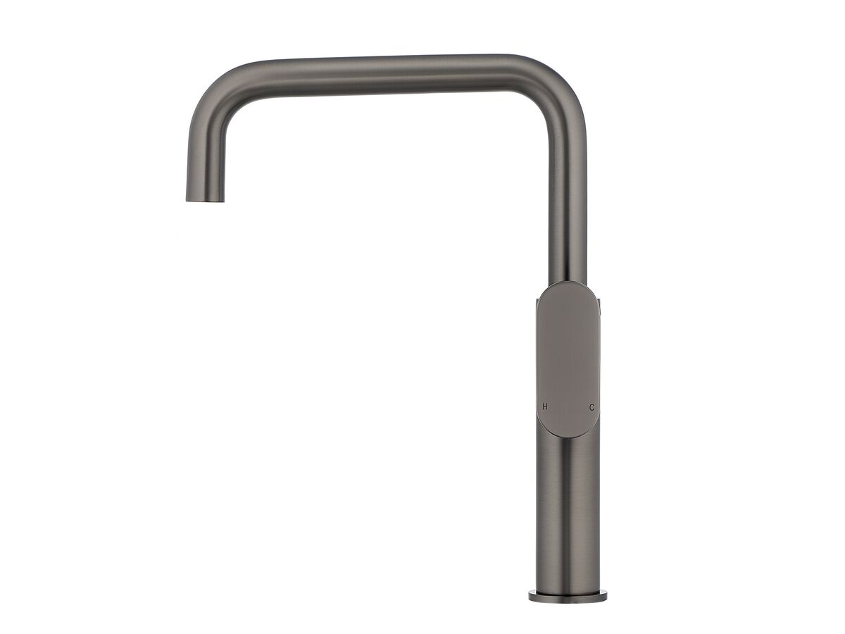 Reece Mizu Soothe MK2 Gooseneck Sink Mixer Tap Square Brushed Gunmetal (5 Star) Lead Free