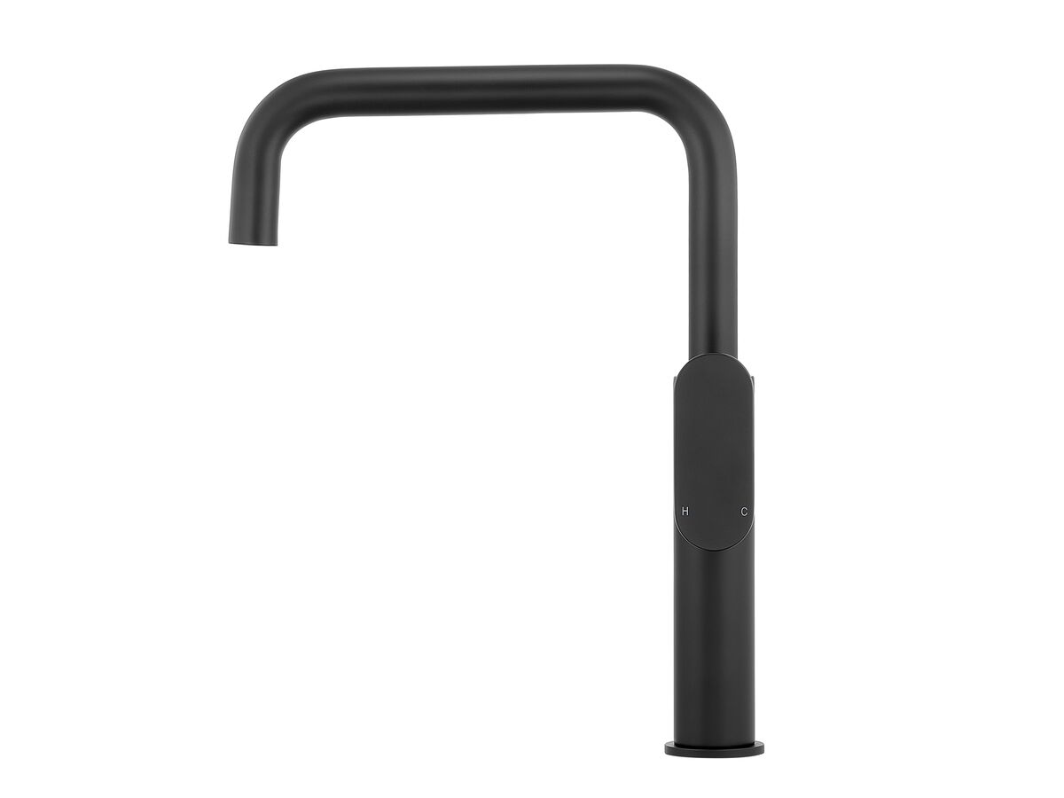 Reece Mizu Soothe MK2 Gooseneck Sink Mixer Tap Square Matte Black (5 Star) Lead Free