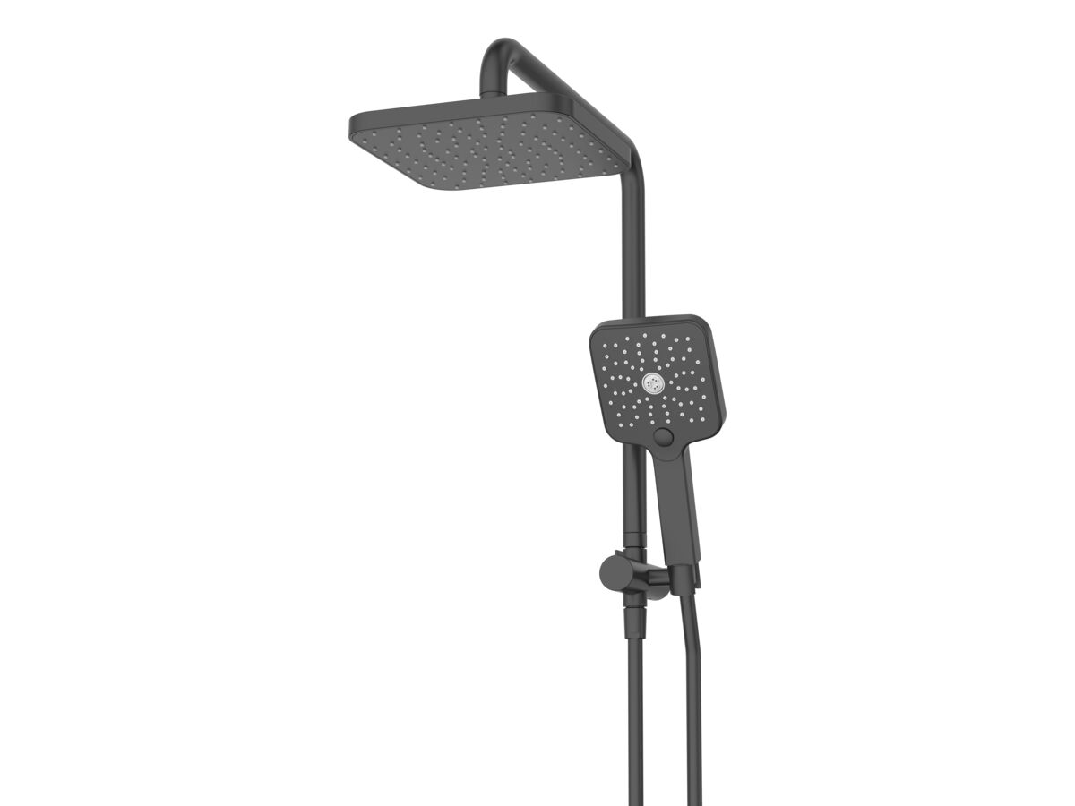reece Mizu Soothe Short Twin Shower 3 Function with Water Inlet Wall Bracket Matte Black (5 Star)