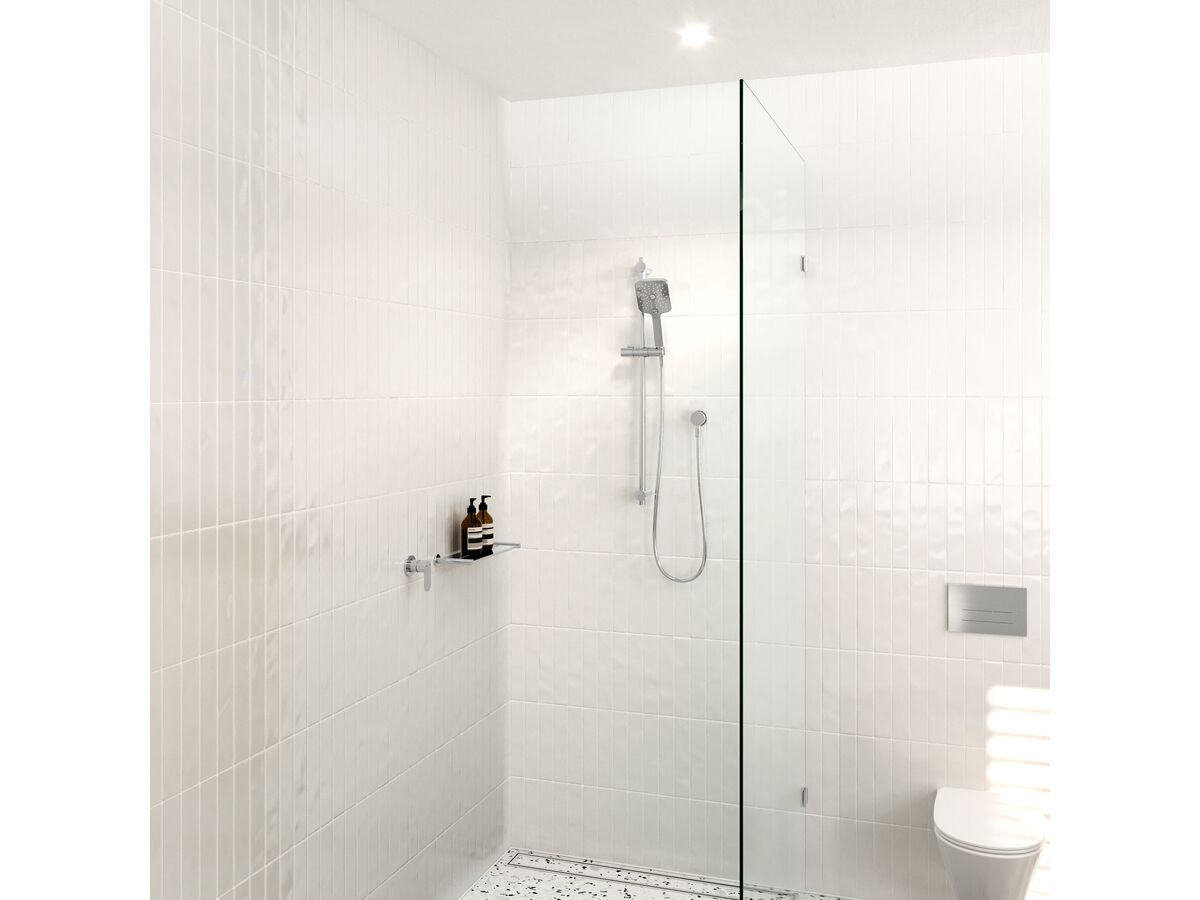Reece Mizu Soothe Single Rail Shower 3 Function With Wall Water Inlet Chrome (5 Star)