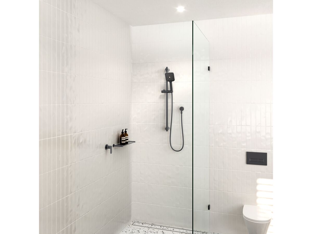 Reece Mizu Soothe Single Rail Shower 3 Function With Wall Water Inlet Brushed Gunmetal (5 Star)
