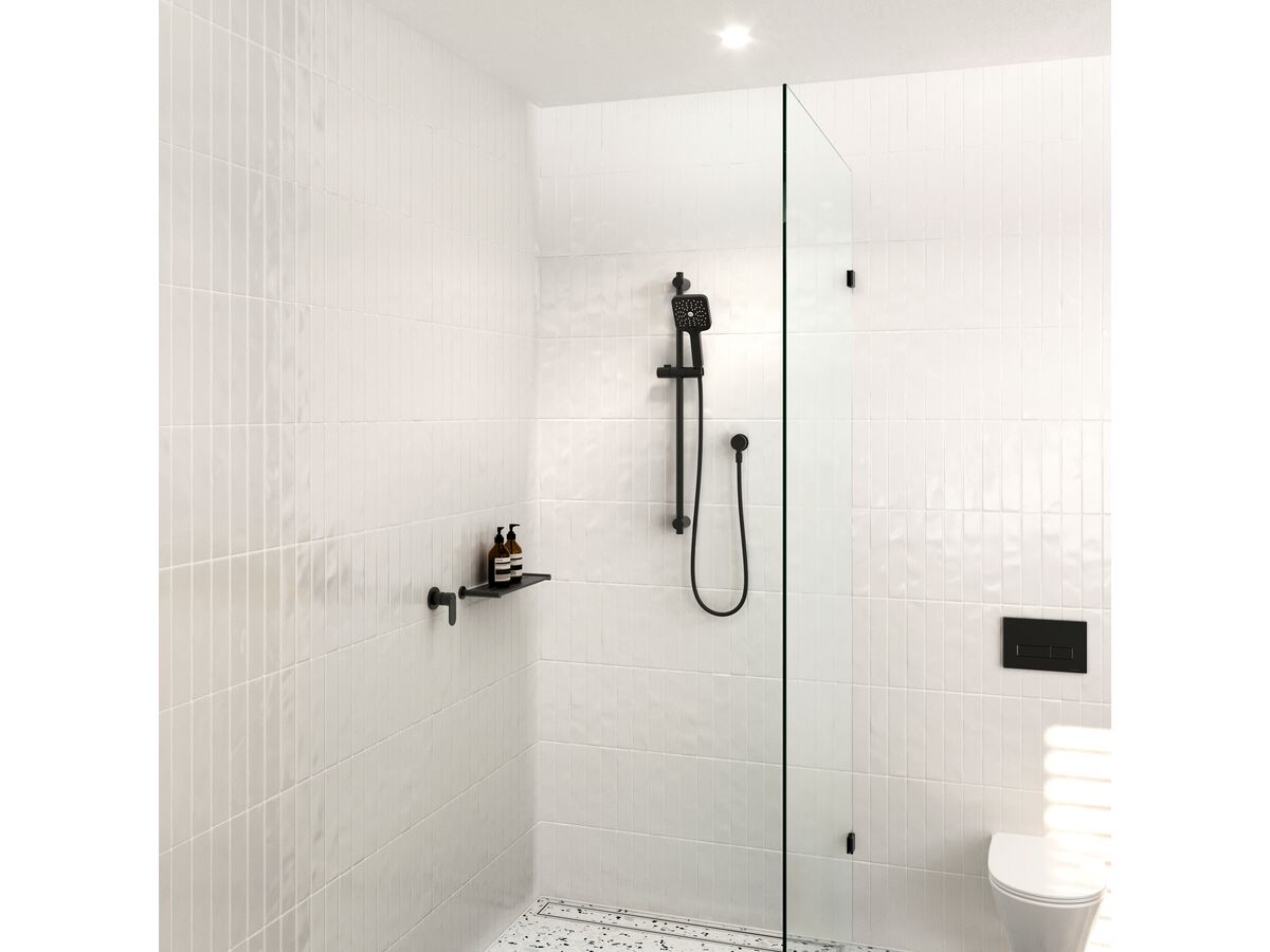 Reece Mizu Soothe Single Rail Shower 3 Function With Wall Water Inlet Matte Black (5 Star)