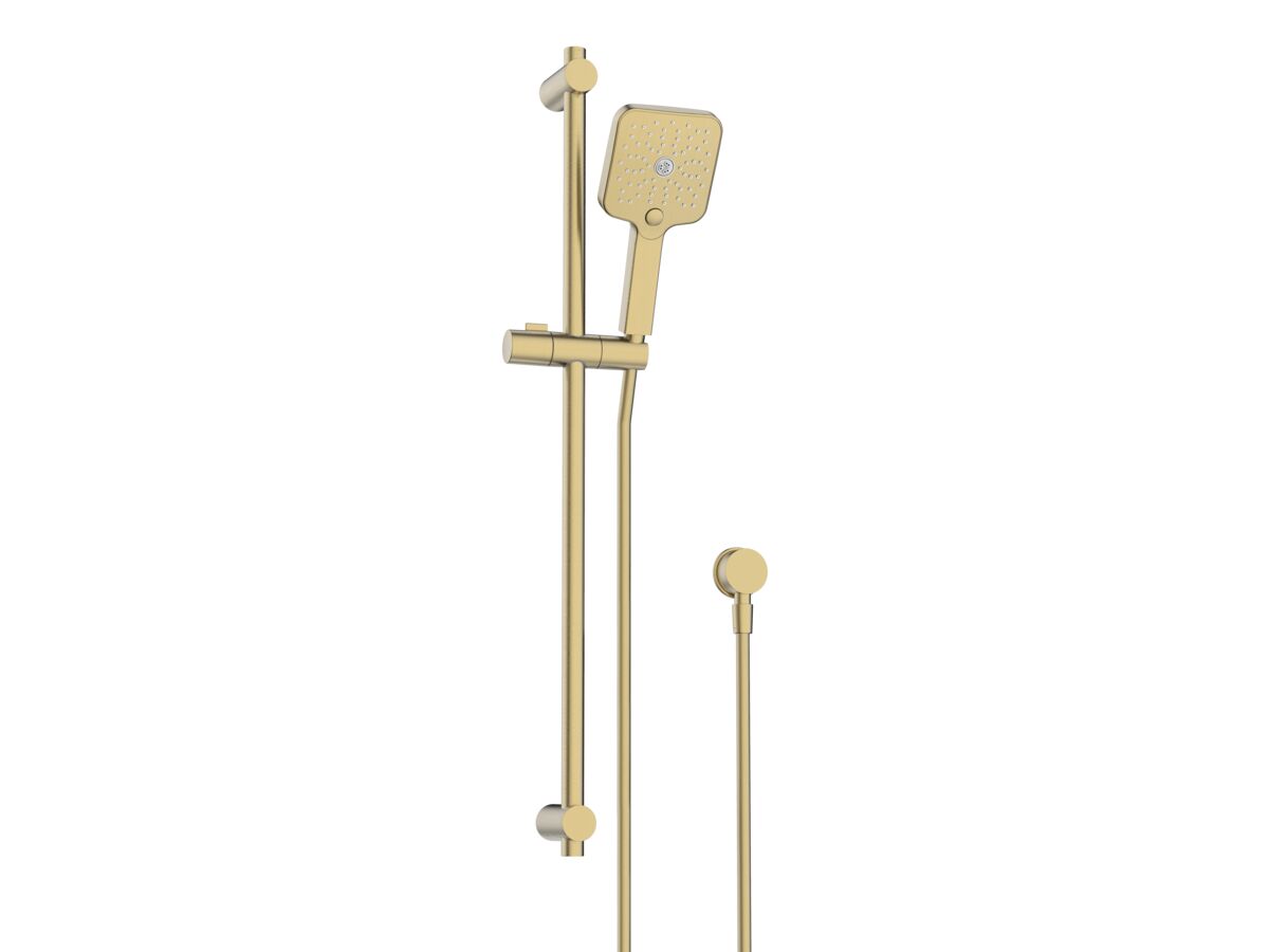 reece Mizu Soothe Single Rail Shower 3 Function with Wall Water Inlet Brushed Brass (5 Star)