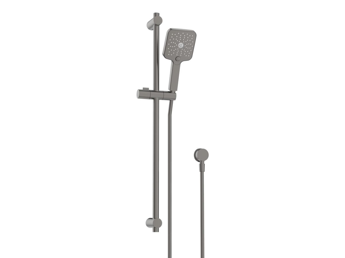 reece Mizu Soothe Single Rail Shower 3 Function with Wall Water Inlet Brushed Gunmetal (5 Star)
