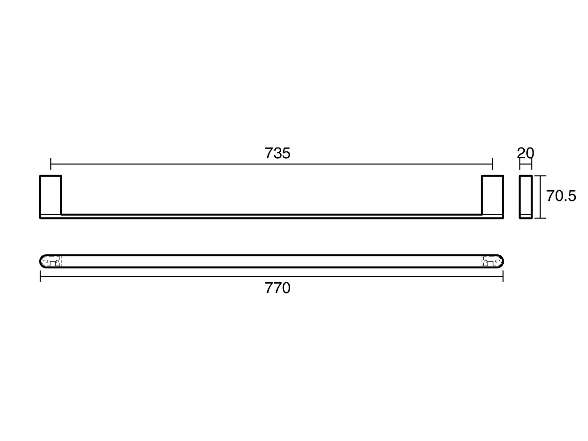 Reece Mizu Soothe Single Towel Rail 750mm Brushed Brass