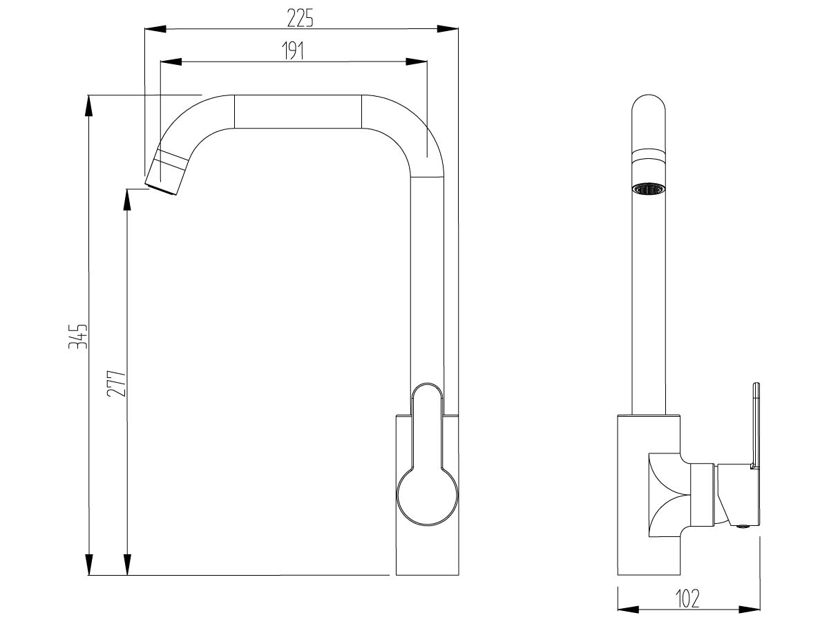 Reece Mizu Soothe Square Gooseneck Sink Mixer Tap Matte Black (4 Star)