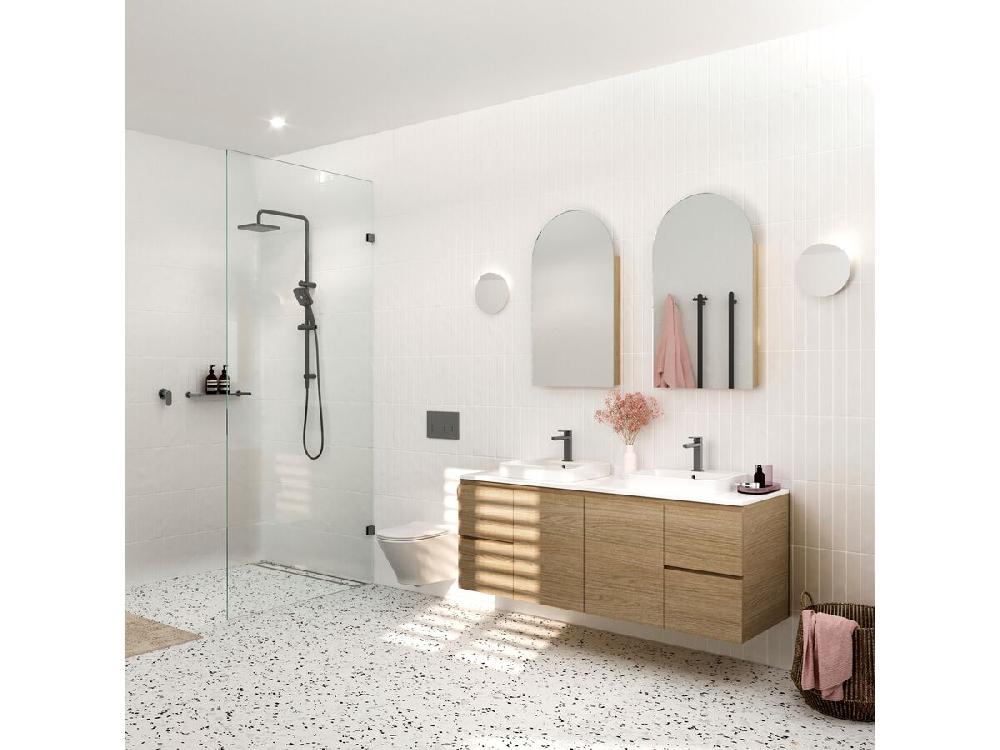 Reece Mizu Soothe Twin Rail Shower 3 Function With Top Rail Water Inlet Brushed Gunmetal (5 Star)