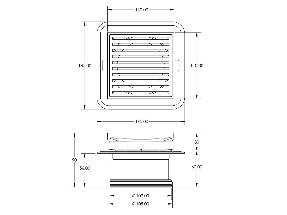 Reece Mizu Square Floor Waste Stainless Steel 100mm X 100mm