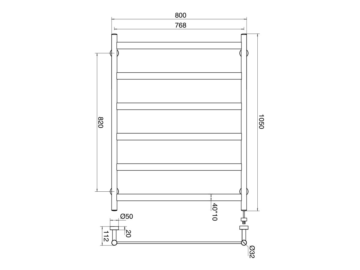 Reece Mizu Stream Heated Towel Rail 800 X 1050mm Polished Stainless Steel