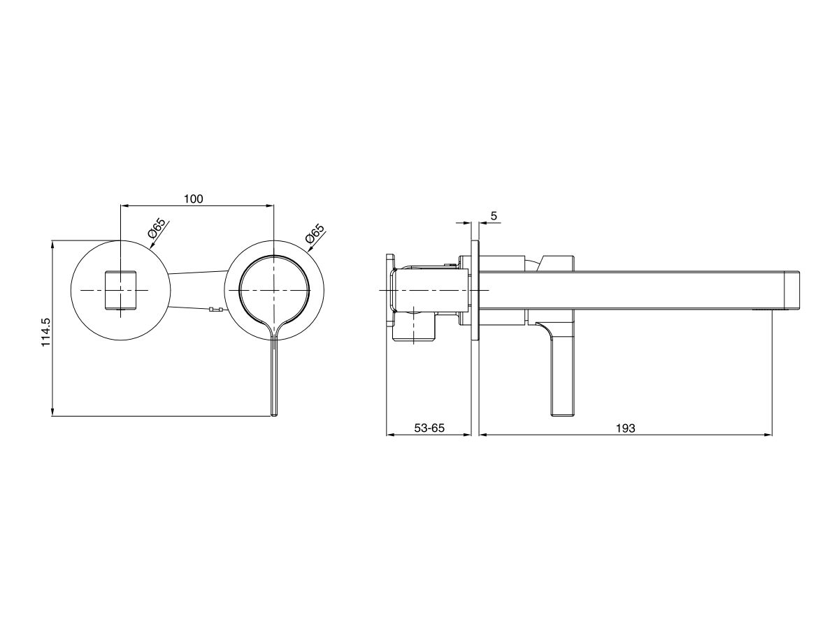 Reece Mizu Stream Wall Basin Mixer Set With 2 Cover Plate Design Matte Black (4 Star)