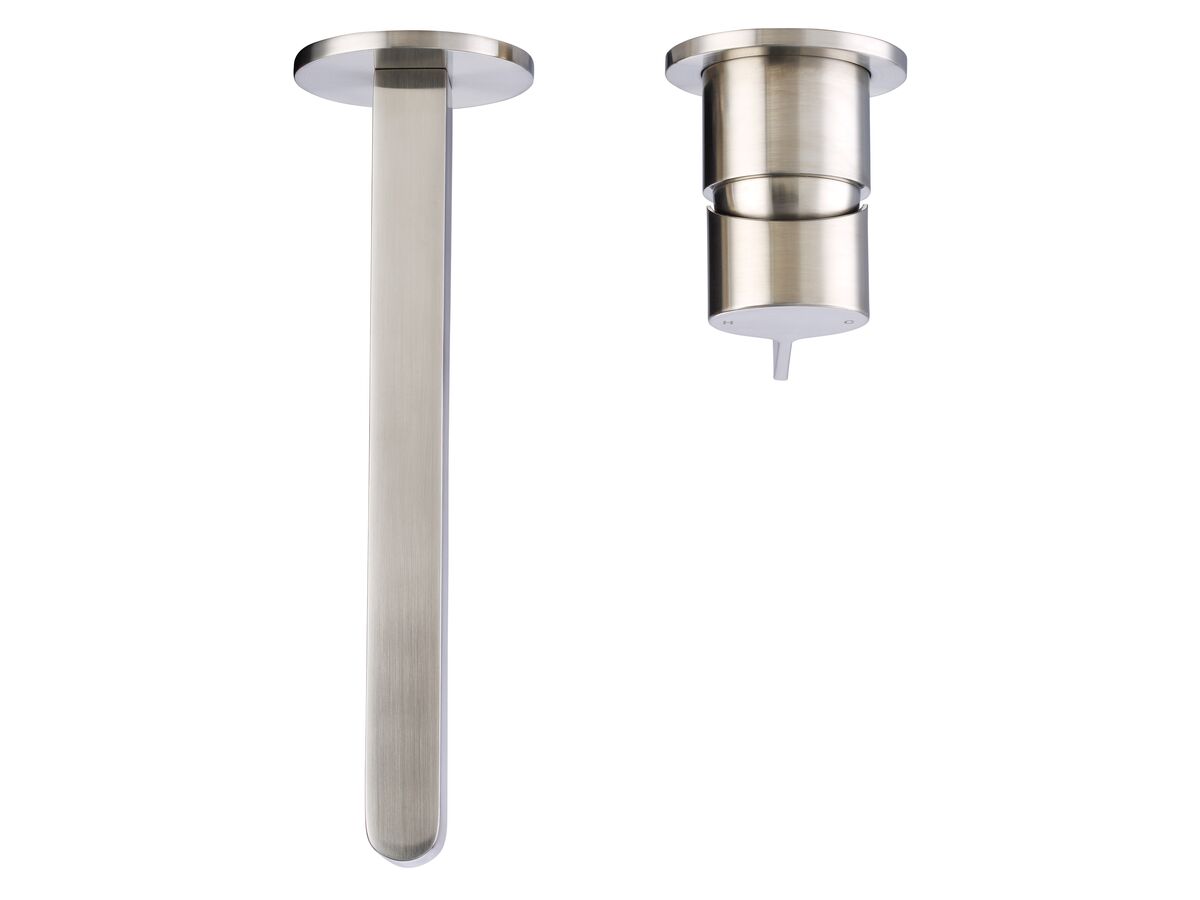 Reece Mizu Stream Wall Basin Mixer Set With 2 Cover Plate Design Brushed Nickel (4 Star)