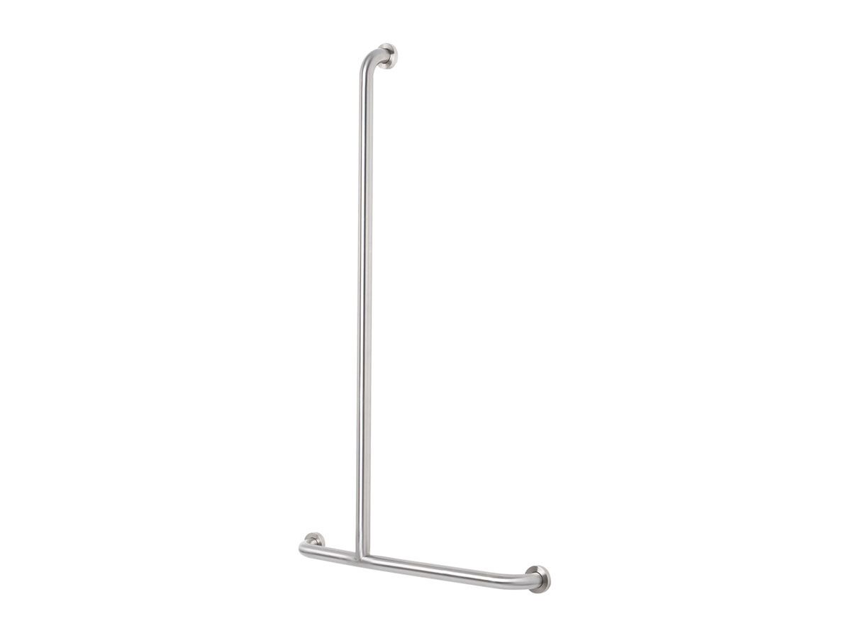 reece Mobi 1100 x 600mm Left Hand Invert "T" Grab Rail Polished Stainless Steel