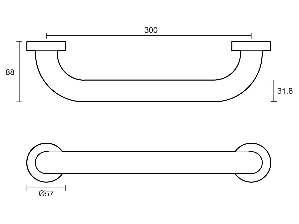 Reece Mobi 32 X 300mm Grab Rail Polished Stainless Steel