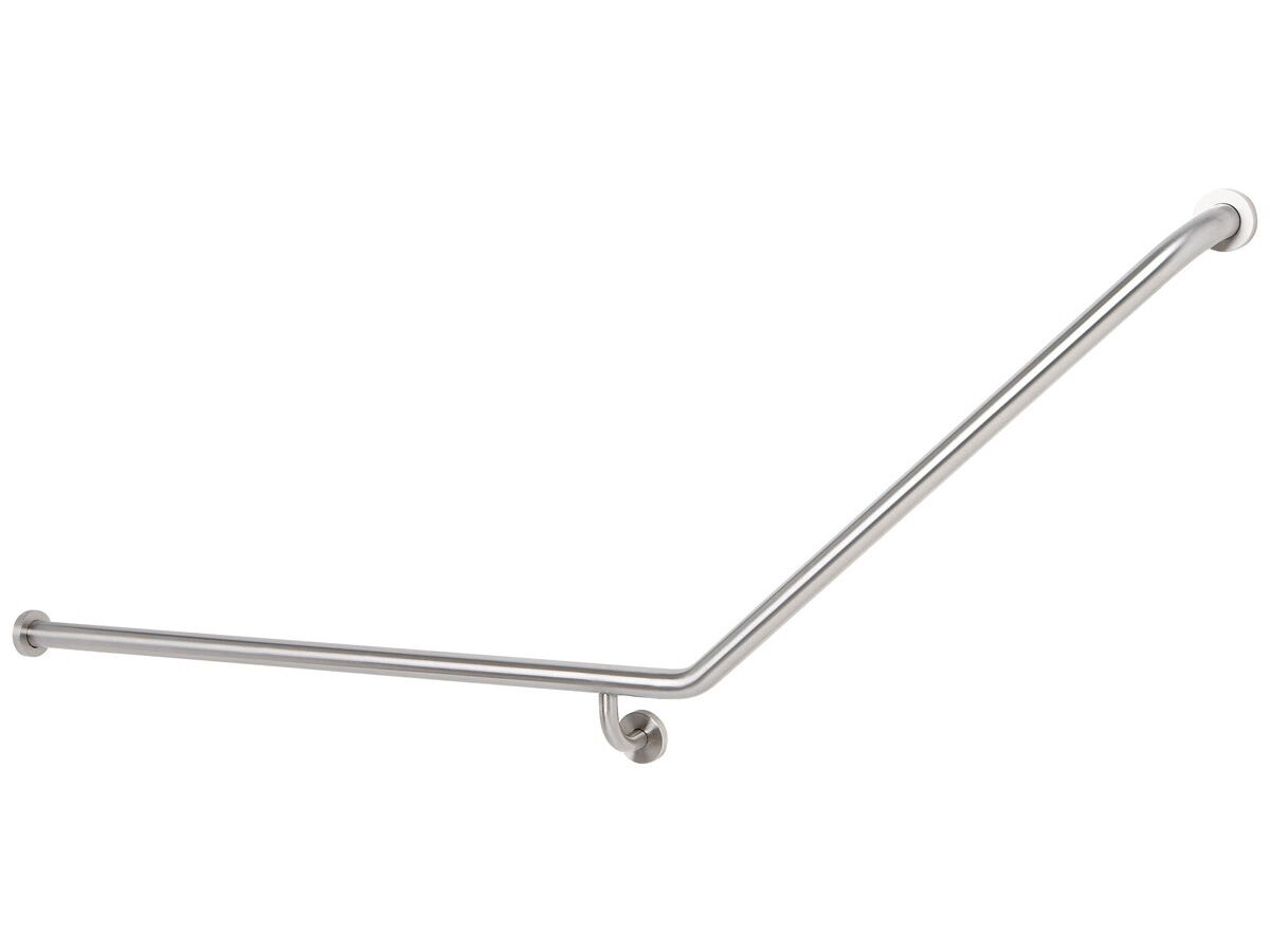reece Mobi 900 x 700mm x 140 Degree Left Hand Corner Grab Rail Polished Stainless Steel