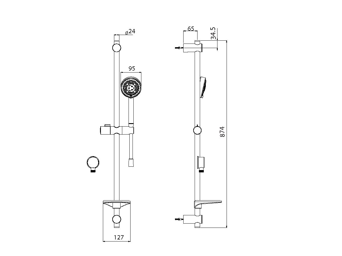 Reece Nikles Fresh Single Rail Shower 3 Function Handshower With Wall Water Inlet Chrome (3 Star)