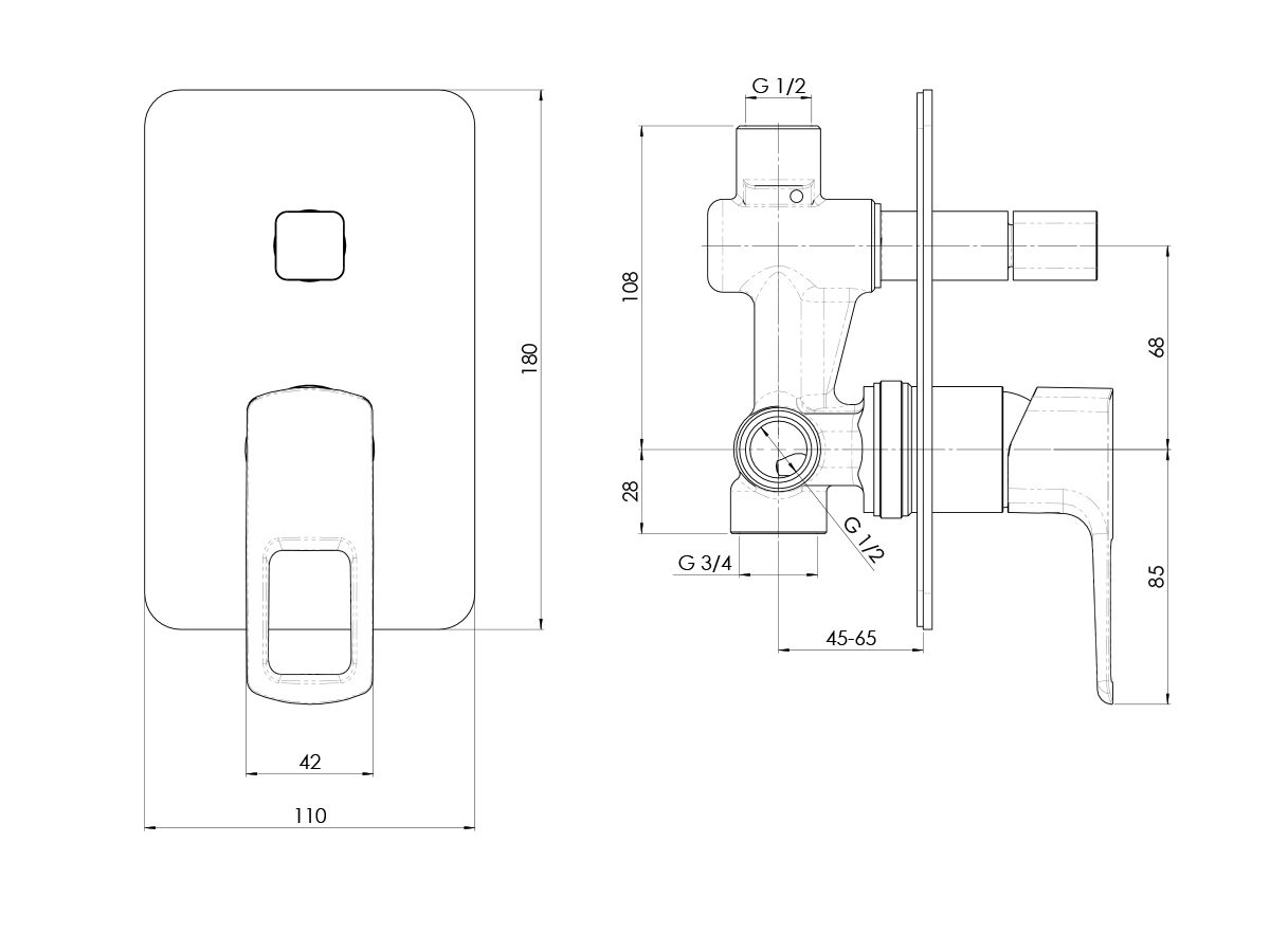 Reece Nobili Acquario Shower Mixer Tap With Diverter Chrome