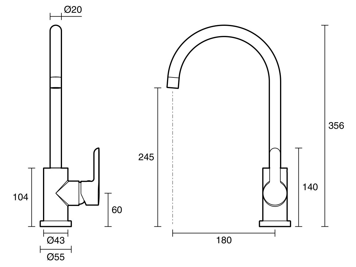 Reece Nobili Balance Gooseneck Sink Mixer Tap Brushed Nickel (4 Star) Lead Free