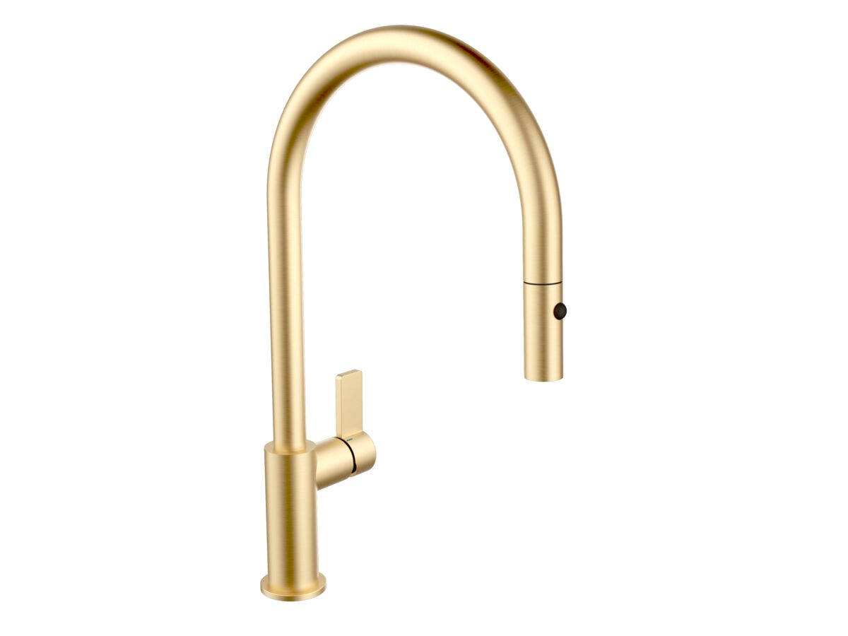 reece Nobili Flag Gooseneck Pull Out Sink Mixer Tap Brushed Brass (5 Star) Lead Free