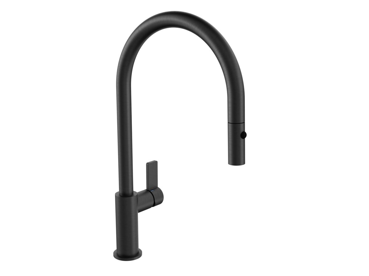 reece Nobili Flag Gooseneck Pull Out Sink Mixer Tap Brushed Gunmetal (5 Star) Lead Free