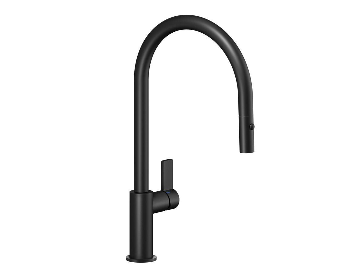 reece Nobili Flag Gooseneck Pull Out Sink Mixer Tap Matte Black (5 Star) Lead Free
