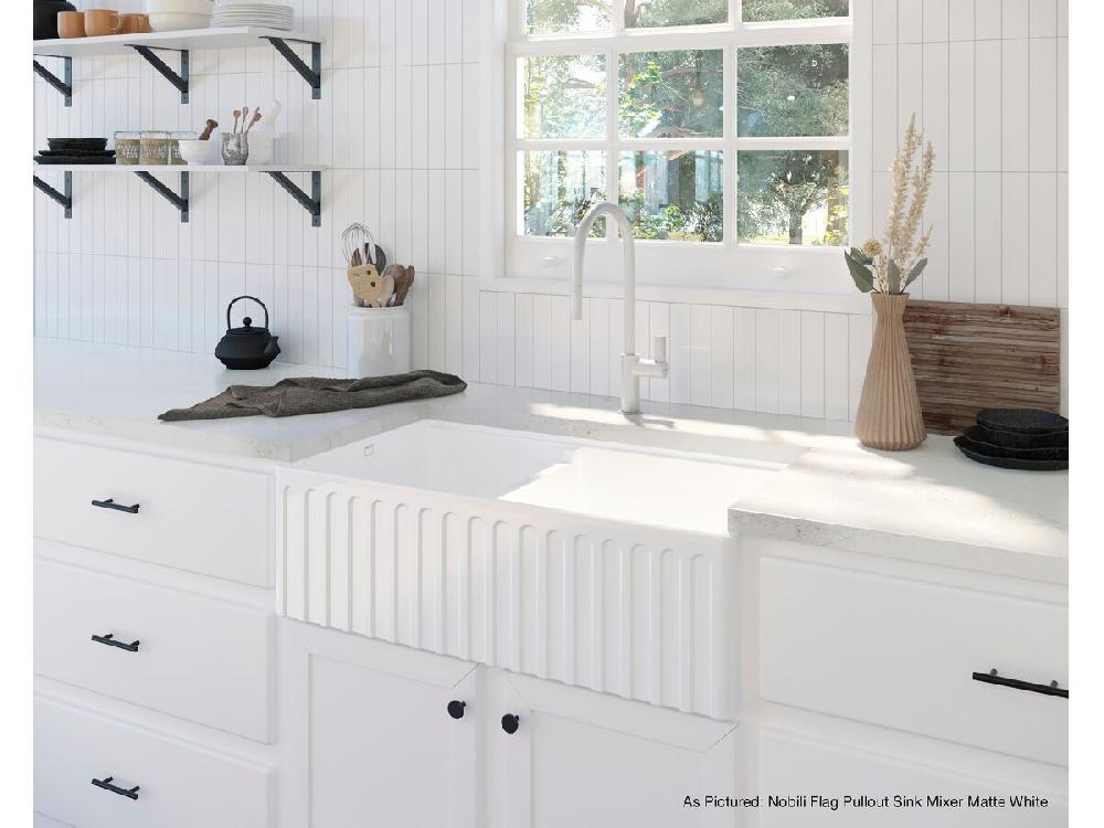 Reece Nobili Flag Gooseneck Sink Mixer Tap Matte White (4 Star) Lead Free