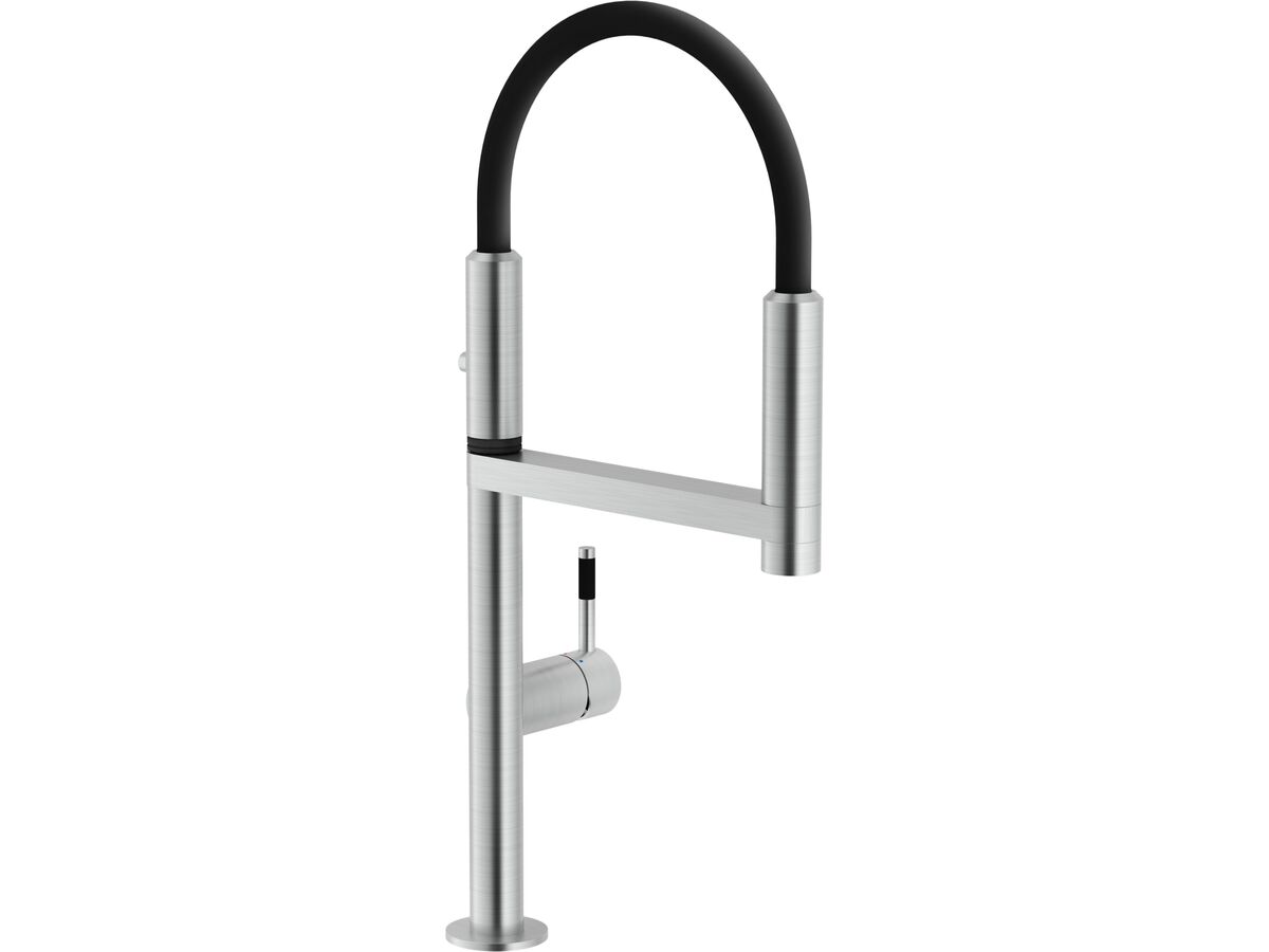 reece Nobili Move Pull Down Sink Mixer Tap Brushed Nickel with Black Hose (6 Star) Lead Free