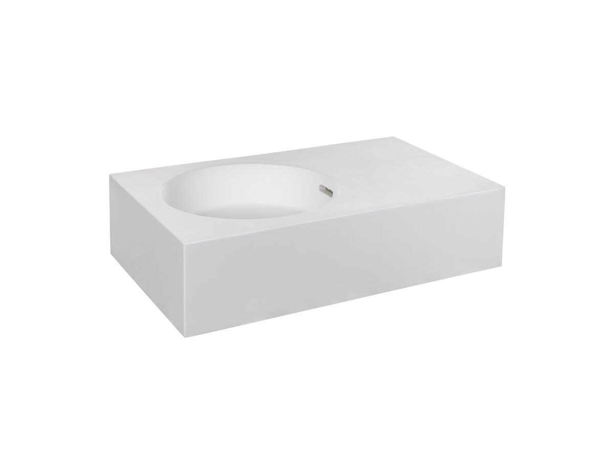 Reece Omvivo Neo Mini Solid Surface Wall Basin Left Hand Bowl No Taphole 470mm White