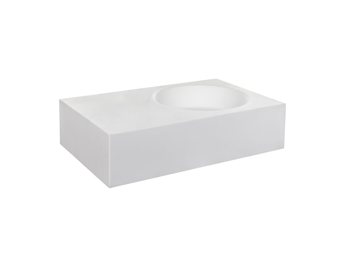 Reece Omvivo Neo Mini Solid Surface Wall Basin Right Hand Bowl No Taphole 470mm White
