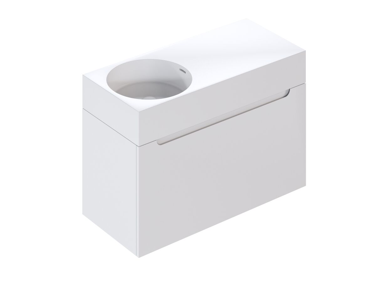 Reece Omvivo Neo MKII 1000 X 450 X 655mm Single Bowl Wall-Hung Vanity Unit With 1 Drawer Plus Internal Drawer Cast Solid Surface Top And Pop-Up Waste