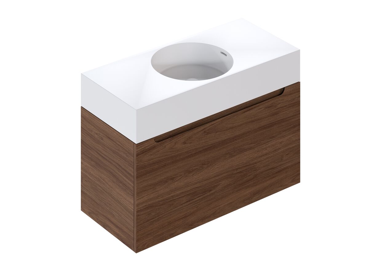 Reece Omvivo Neo MKII 1000 X 450 X 655mm Single Bowl Wall-Hung Vanity Unit With 1 Drawer Plus Internal Drawer Cast Solid Surface Top And Pop-Up Waste