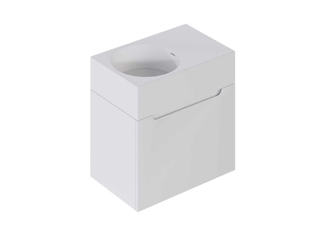 Reece Omvivo Neo MKII 12L 700 X 450 X 685mm Single Bowl Wall-Hung Vanity Unit With 1 Drawer Plus Internal Drawer Cast Solid Surface Top And Pop-Up Waste
