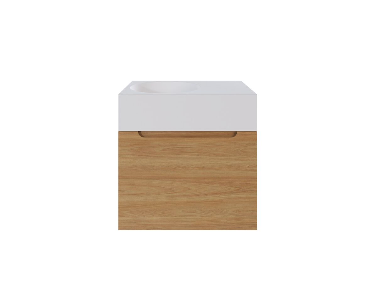 Reece Omvivo Neo MKII 12L 700 X 450 X 685mm Single Bowl Wall-Hung Vanity Unit With 1 Drawer Plus Internal Drawer Cast Solid Surface Top And Pop-Up Waste