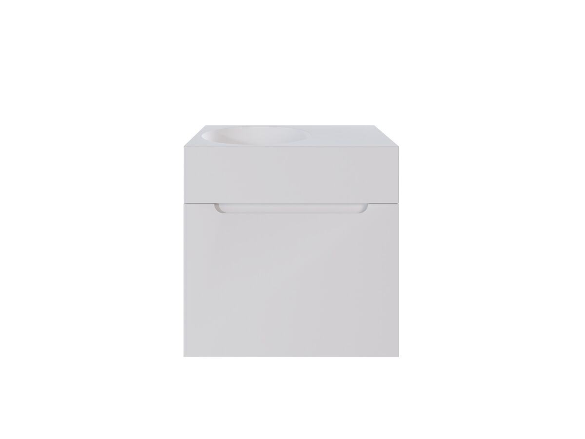reece Omvivo Neo MKII 12L 700 x 450 x 685mm Single Bowl Wall-Hung Vanity Unit with 1 Drawer plus Internal Drawer Cast Solid Surface Top and Pop-Up Waste