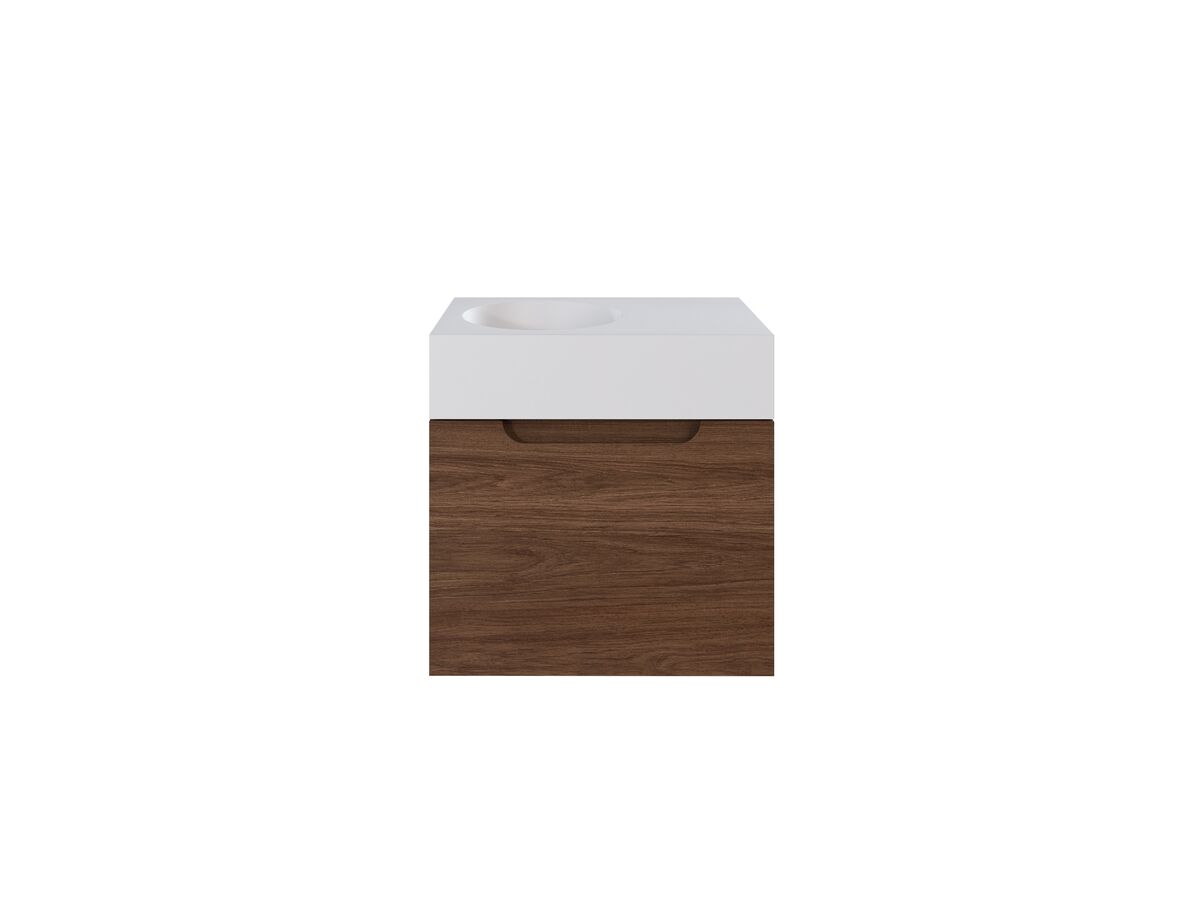 Reece Omvivo Neo MKII 470 X 300 X 465mm Single Bowl Wall-Hung Vanity Unit With 1 Door Cast Solid Surface Top And Pop-Up Waste