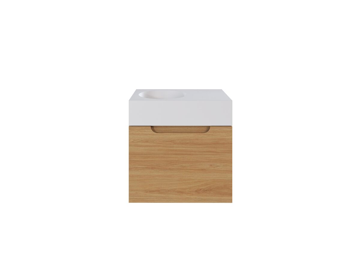 Reece Omvivo Neo MKII 470 X 300 X 465mm Single Bowl Wall-Hung Vanity Unit With 1 Door Cast Solid Surface Top And Pop-Up Waste