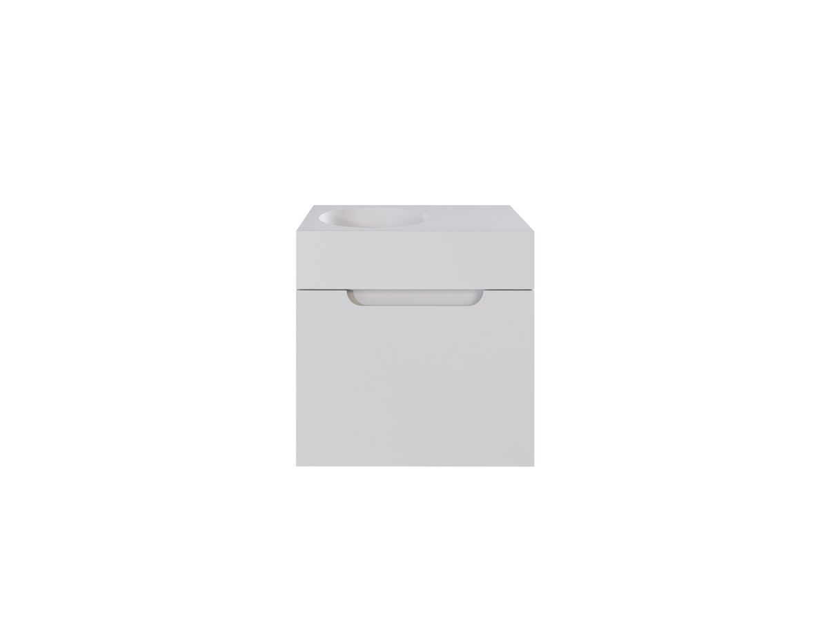 reece Omvivo Neo MKII 470 x 300 x 465mm Single Bowl Wall-Hung Vanity Unit with 1 Door Cast Solid Surface Top and Pop-Up Waste