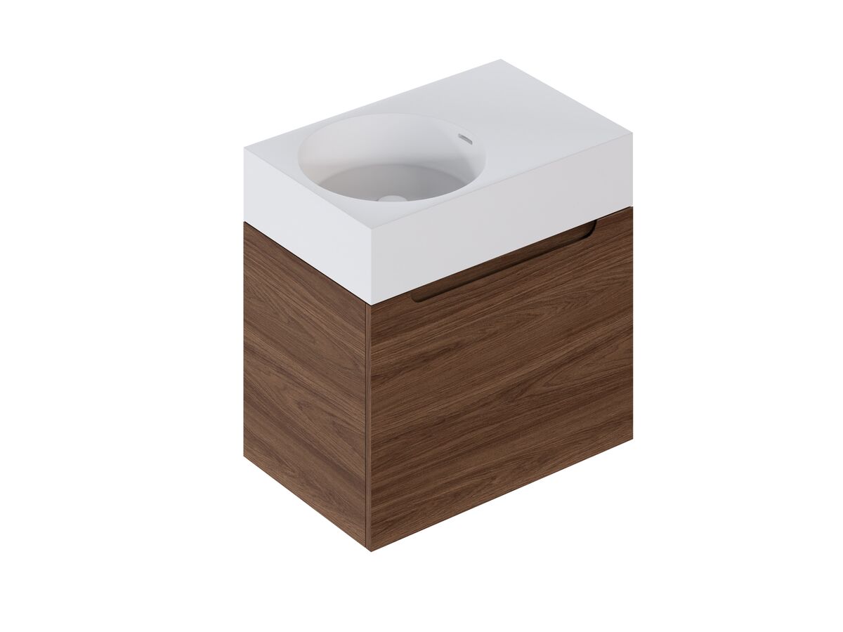 Reece Omvivo Neo MKII 700 X 450 X 655mm Single Bowl Wall-Hung Vanity Unit With 1 Drawer Plus Internal Drawer Cast Solid Surface Top And Pop-Up Waste