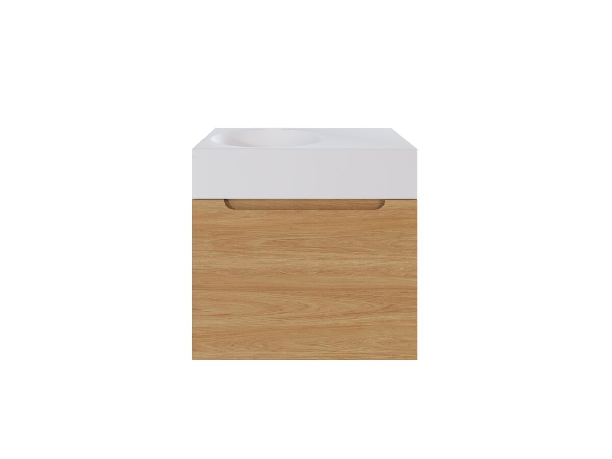 Reece Omvivo Neo MKII 700 X 450 X 655mm Single Bowl Wall-Hung Vanity Unit With 1 Drawer Plus Internal Drawer Cast Solid Surface Top And Pop-Up Waste