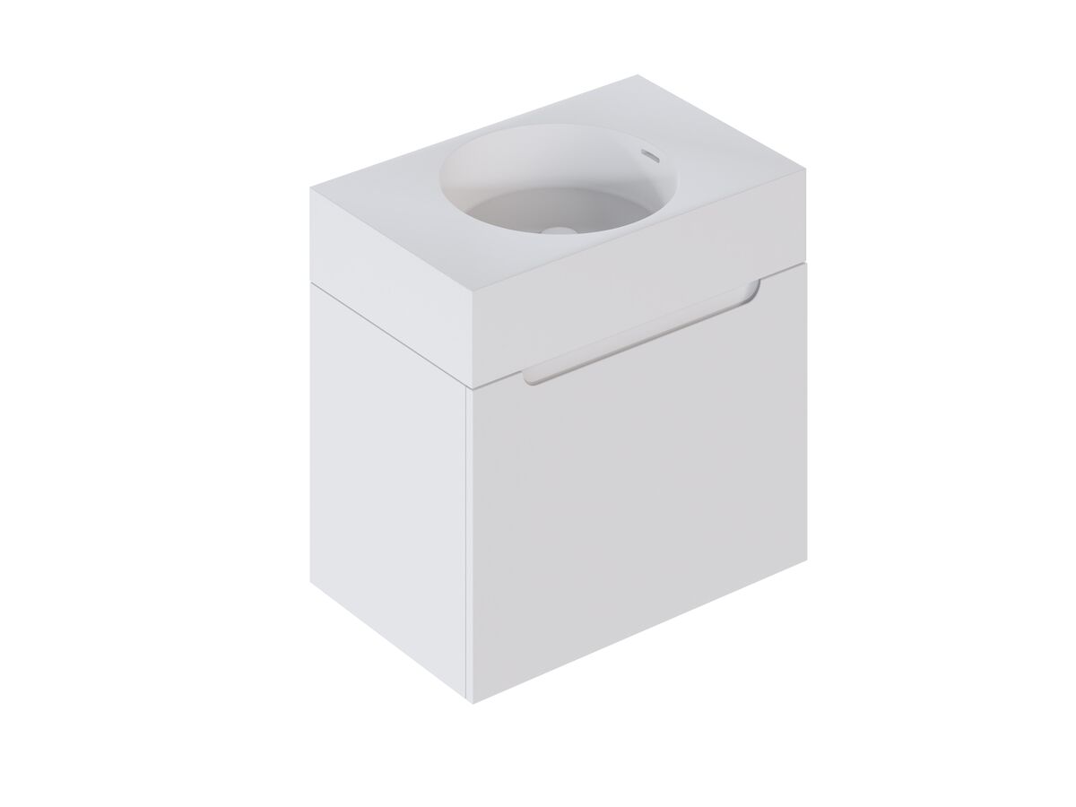 Reece Omvivo Neo MKII 700 X 450 X 655mm Single Bowl Wall-Hung Vanity Unit With 1 Drawer Plus Internal Drawer Cast Solid Surface Top And Pop-Up Waste