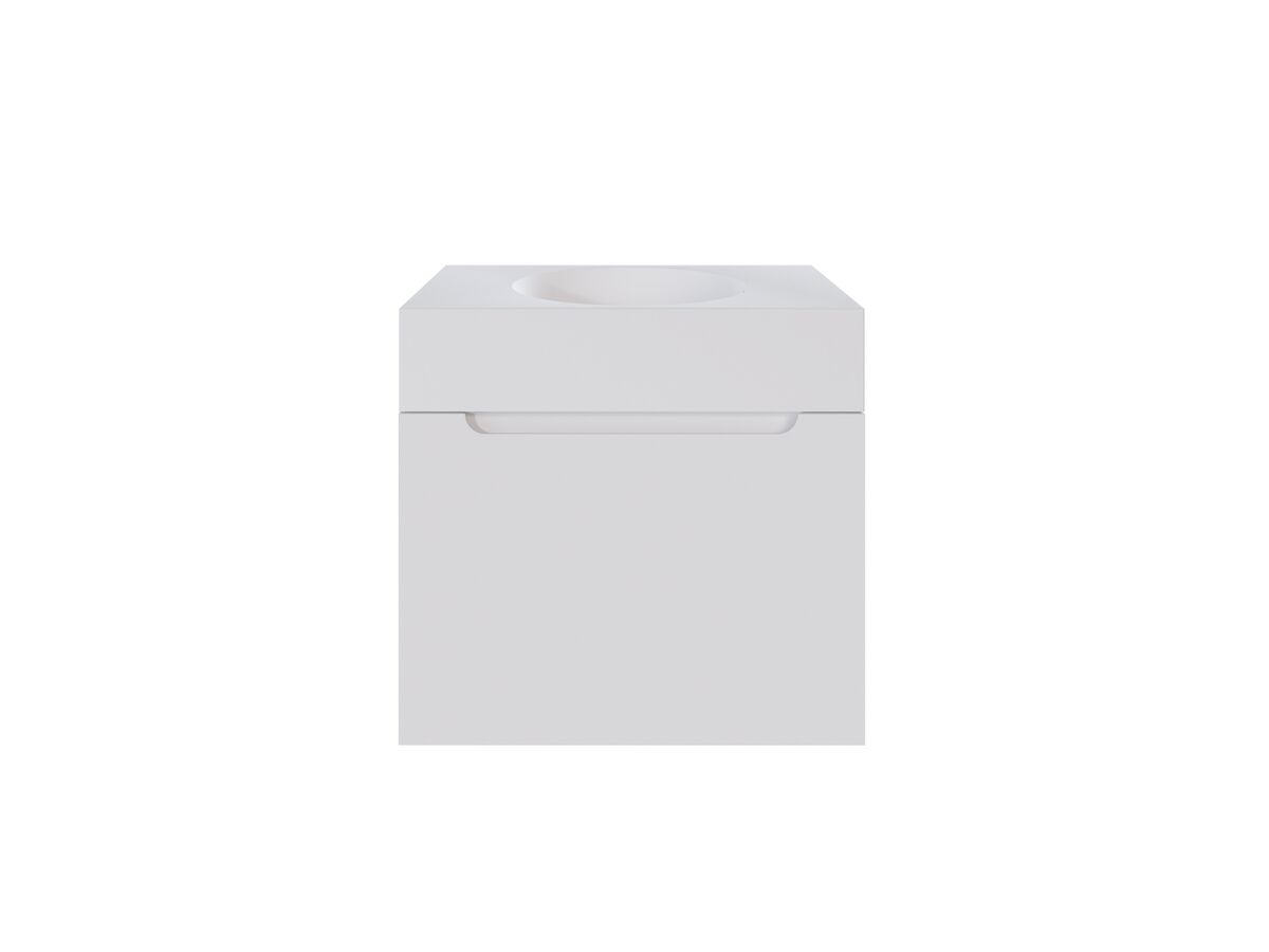 reece Omvivo Neo MKII 700 x 450 x 655mm Single Bowl Wall-Hung Vanity Unit with 1 Drawer plus Internal Drawer Cast Solid Surface Top and Pop-Up Waste