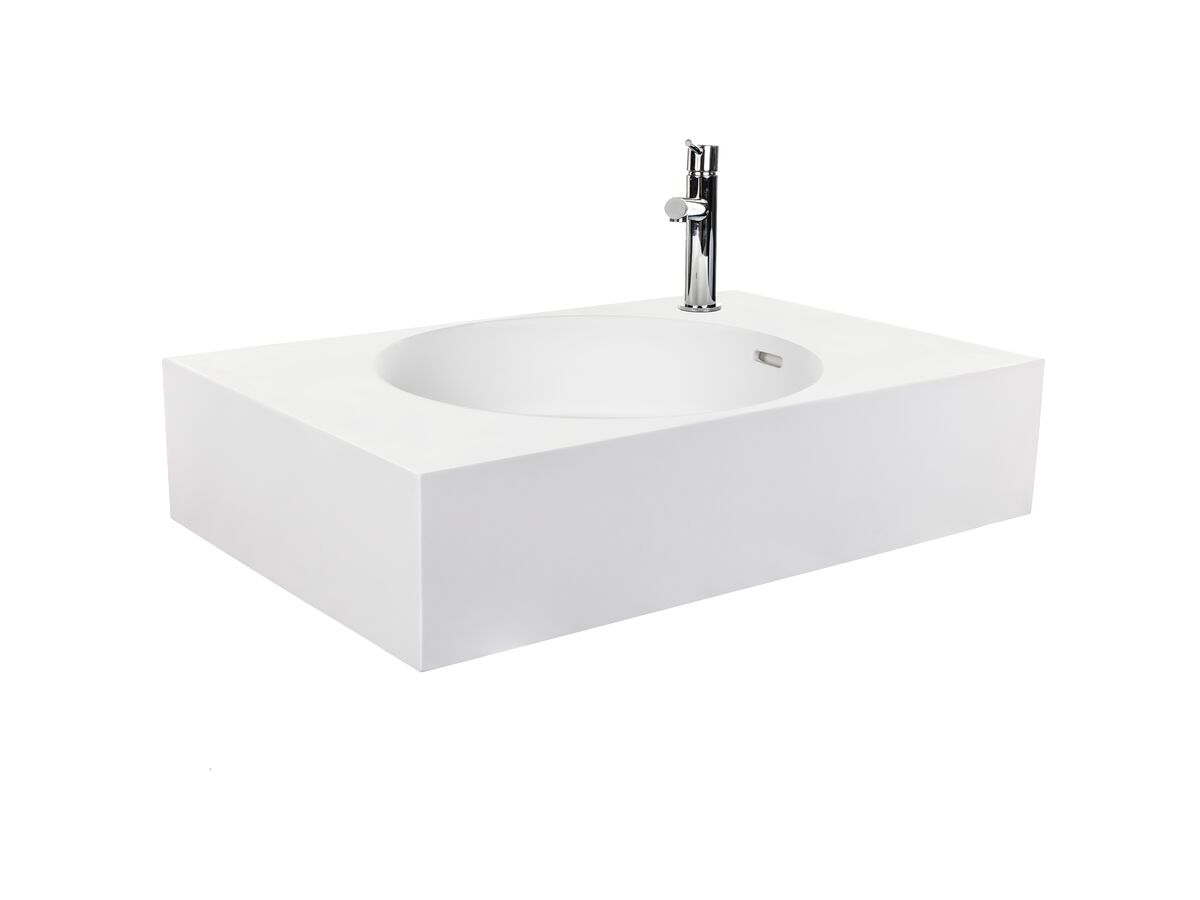 Reece Omvivo Neo Solid Surface Wall Basin Centre Bowl 1 Taphole 700mm White