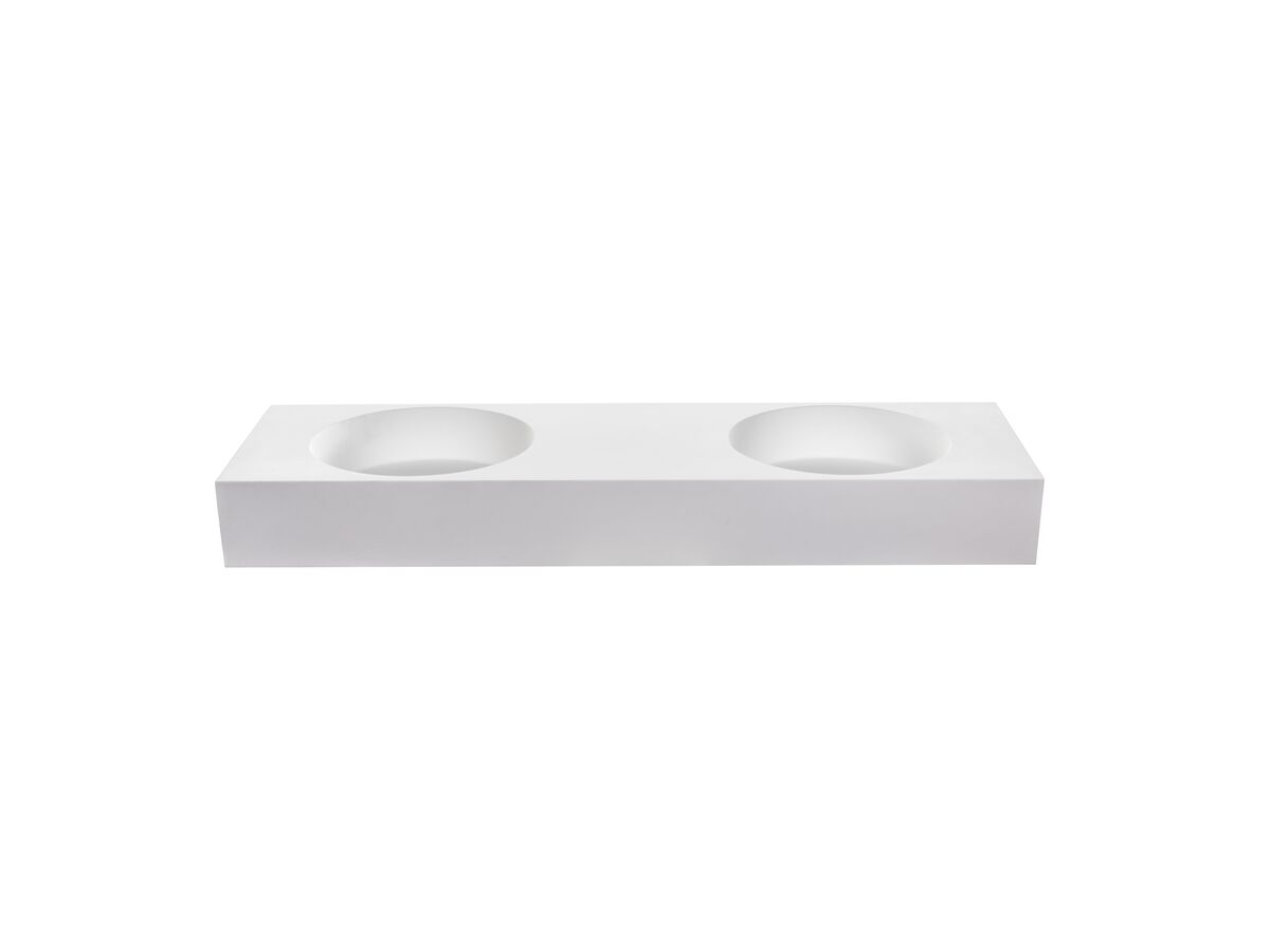reece Omvivo Neo Solid Surface Wall Basin Double Bowl No Taphole 1400mm White