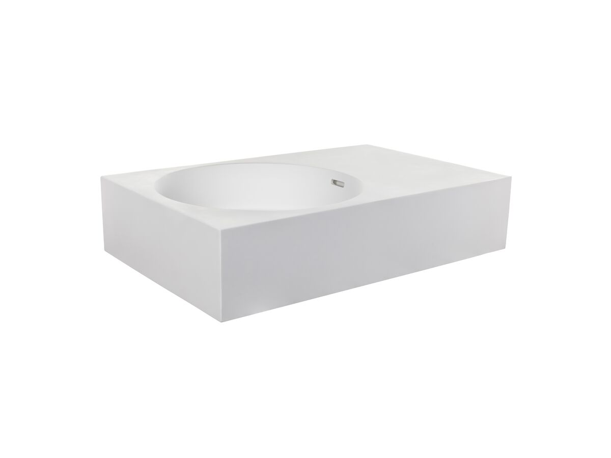 Reece Omvivo Neo Solid Surface Wall Basin Left Hand Bowl No Taphole 700mm White