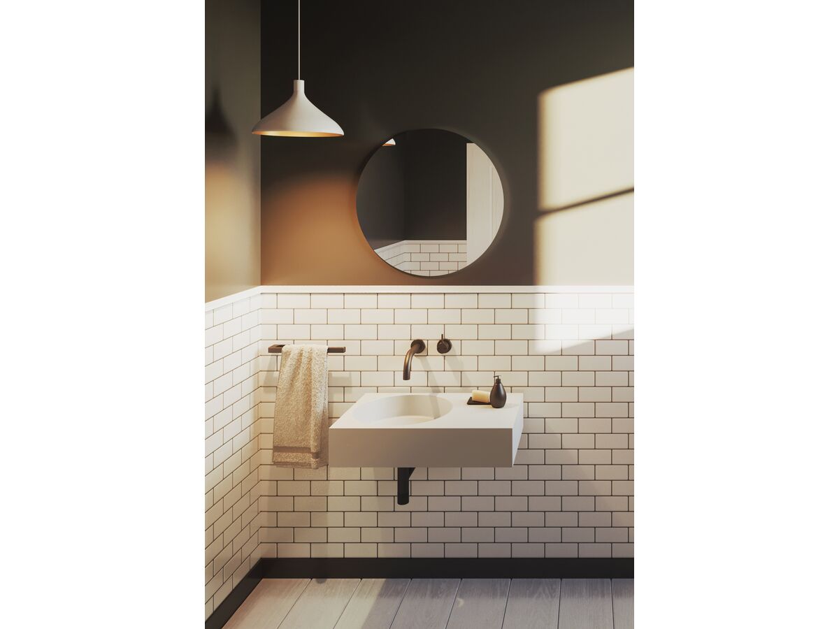 Reece Omvivo Neo Solid Surface Wall Basin Left Hand Bowl No Taphole 700mm White