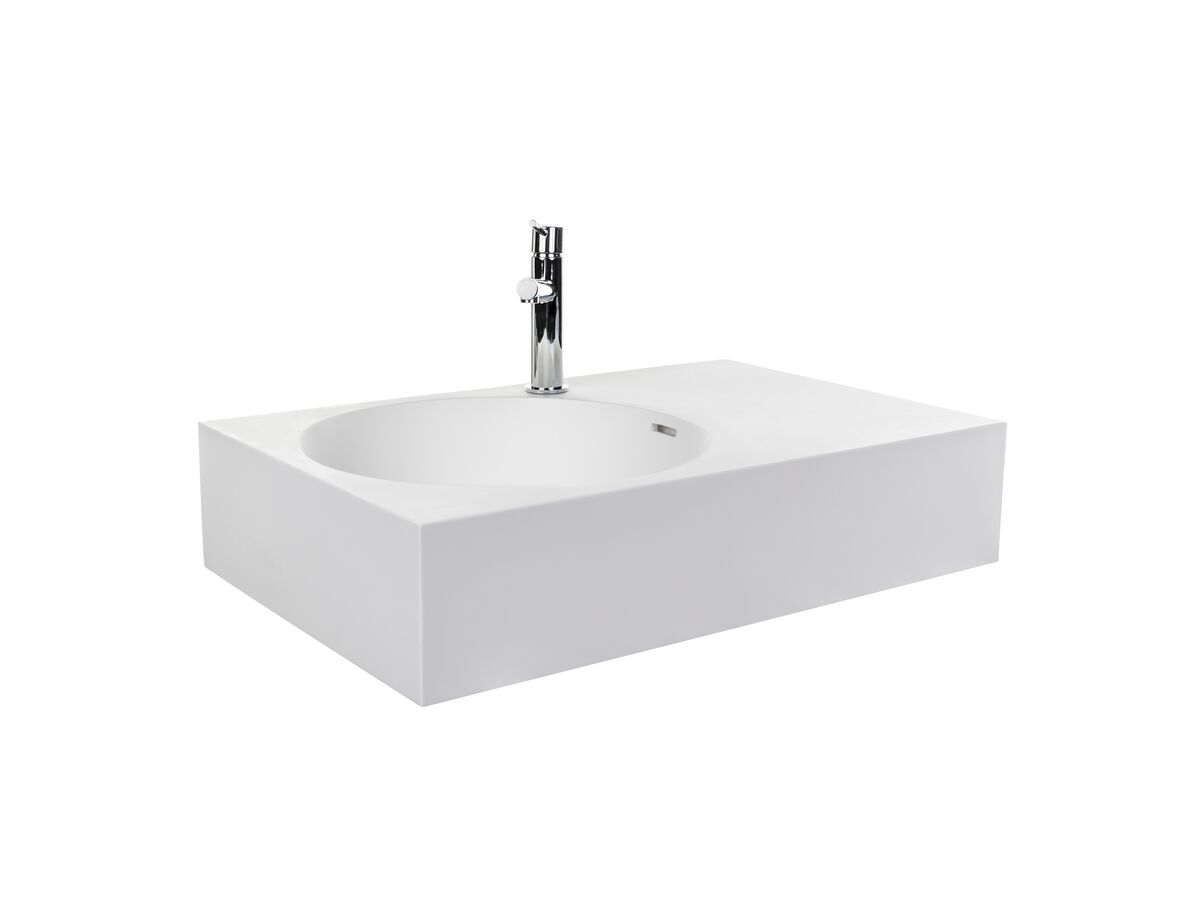 Reece Omvivo Neo Solid Surface Wall Basin Left Hand Bowl 1 Taphole 700mm White