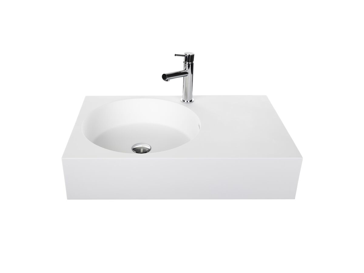 reece Omvivo Neo Solid Surface Wall Basin Left Hand Bowl 1 Taphole 700mm White