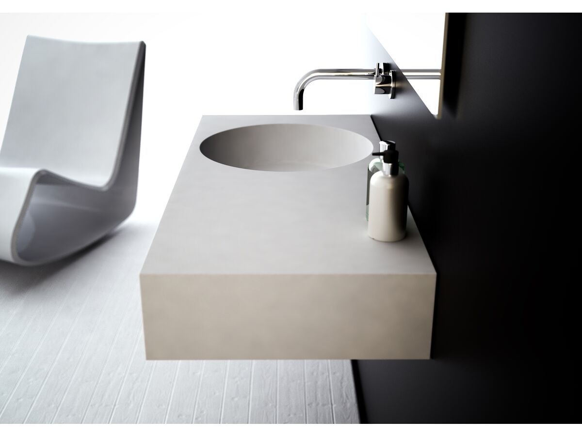 Reece Omvivo Neo Solid Surface Wall Basin Left Hand Bowl No Taphole 1000mm White