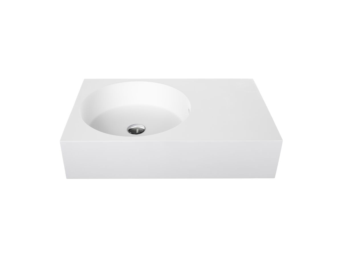 reece Omvivo Neo Solid Surface Wall Basin Left Hand Bowl No Taphole 700mm White