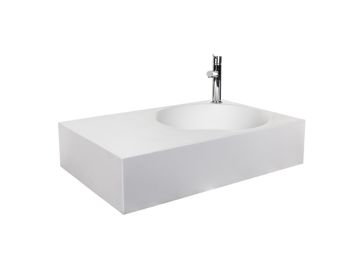 Reece Omvivo Neo Solid Surface Wall Basin Right Hand Bowl 1 Taphole 700mm White